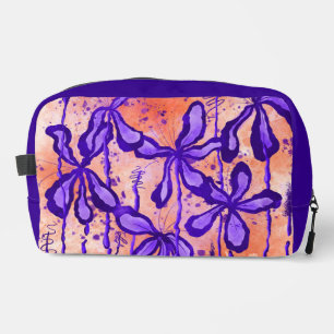 Abstracte Inktbloemen Paarse & Oranje Toilettasje