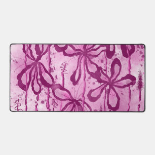 Abstracte inktbloemen roze bureaumat