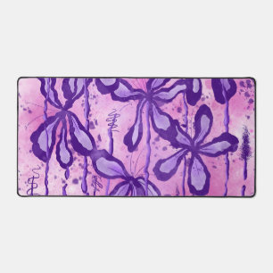 Abstracte Inktbloemen Roze Paarse Bureaumat