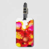 Abstracte inktkunst geel rood en roze bagagelabel (Voorkant (verticaal))