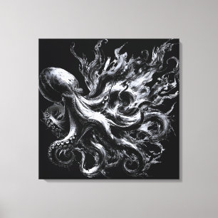 Abstracte inktvloeistof Octopus Kraken Canvas Afdruk