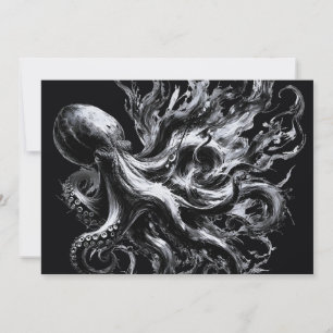 Abstracte inktvloeistof Octopus Kraken Feestdagenkaart