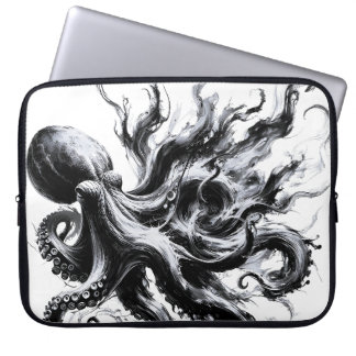 Abstracte inktvloeistof Octopus Kraken Laptop Sleeve