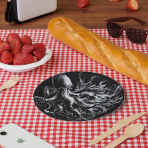Abstracte inktvloeistof Octopus Kraken Papieren Bordje