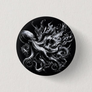 Abstracte inktvloeistof Octopus Kraken Ronde Button 3,2 Cm