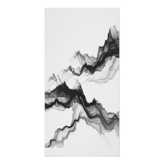 Abstracte inktwast bergtoppen landschap, sereen perfect poster