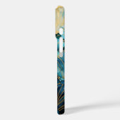 Abstracte iPhone Case Turquoise Golven met Goud (Achterkant / Links)