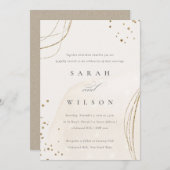 Abstracte Ivory Gold Waterverf Wedding Invite Bedankkaart (Voorkant / Achterkant)