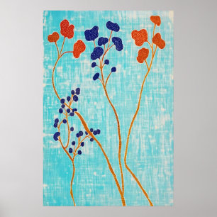 Abstracte Japanse botanische print getextureerd