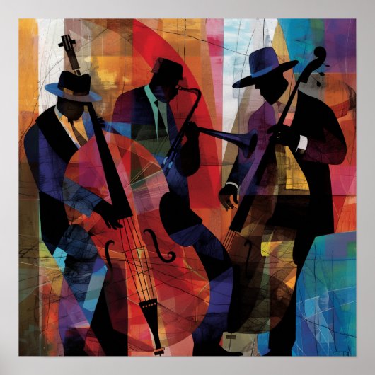 Abstracte jazzmuzikanten Art Print (Voorkant)