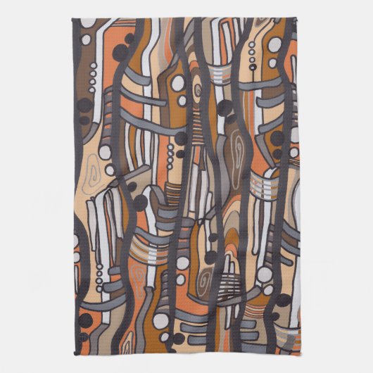Abstracte Jazzy Earth Tones Towel Theedoek (Verticaal)