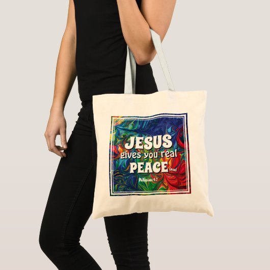 Abstracte JESUS GEEFT U ECHT VREDE Tote Bag (Voorkant (product))