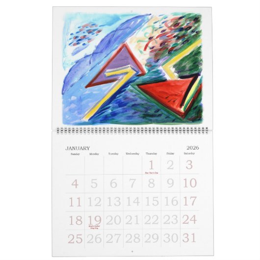 Abstracte kalender voor schilderijen (Jan 2026)