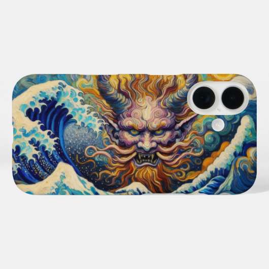 Abstracte Kanagawa golf Oni demon Van Gogh mix Case-Mate iPhone Case (Achterkant (horizontaal))