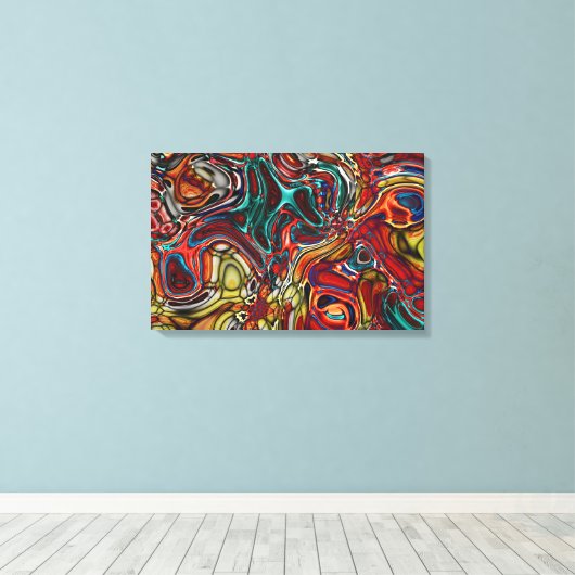 ABSTRACTE KANVAS KUNSTAFDRUKKING MET KLORFEUILLE S CANVAS AFDRUK (Insitu (Houten vloer))