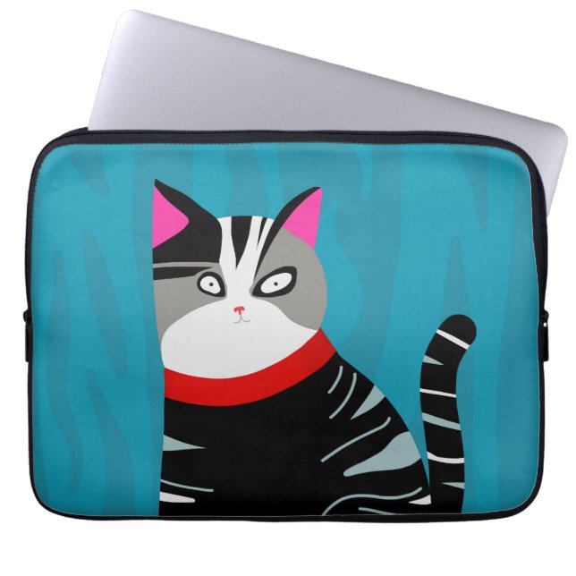 Abstracte kat-laptophoes laptop sleeve (Voorkant)