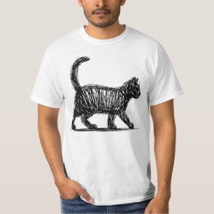 Abstracte Kat Lijn Kunst Minimalistische Krabbel K T-shirt