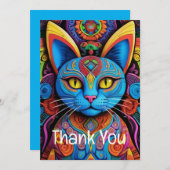 Abstracte kat met gele ogen  bedankkaart (Voorkant / Achterkant)