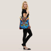 Abstracte kat met gele ogen draagtas (Op model)