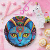 Abstracte kat met gele ogen papieren bordje (Feest)
