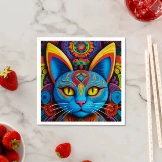 Abstracte kat met gele ogen servet