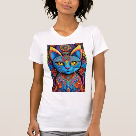 Abstracte kat met gele ogen t-shirt (Voorkant)
