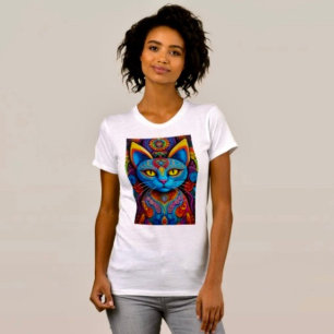 Abstracte kat met gele ogen t-shirt