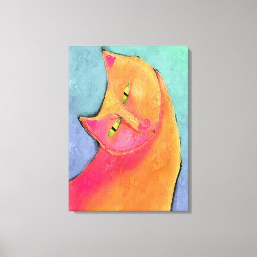 Abstracte kat van handbediende jongen canvas afdruk (Voorkant)
