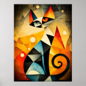 Abstracte kattenkunst - geometrisch dierontwerp poster (Voorkant)