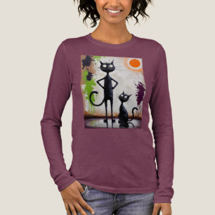 Abstracte kattenkunst T-shirt moderne kleuren