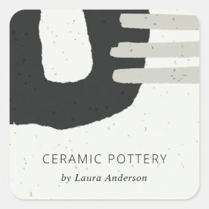 ABSTRACTE KERAMISCHE TEXTUUR ZWARTE GRAY CHIC SPEC VIERKANTE STICKER