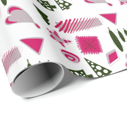 Abstracte Kerst design in roze & roze Cadeaupapier (Rol Hoek)