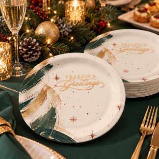 Abstracte Kerst Kantoor Feestelijke Borden Papieren Bordje