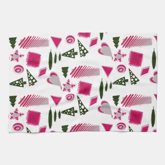 Abstracte kerst keukenhanddoek (Horizontaal)