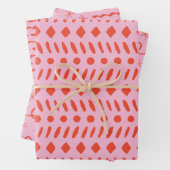 Abstracte kerst met rood en roze oog inpakpapier vel (In situ)