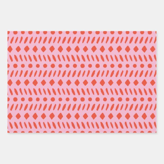 Abstracte kerst met rood en roze oog inpakpapier vel (Voorkant)