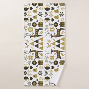 Abstracte kerst rendier modern geometrisch badhanddoek