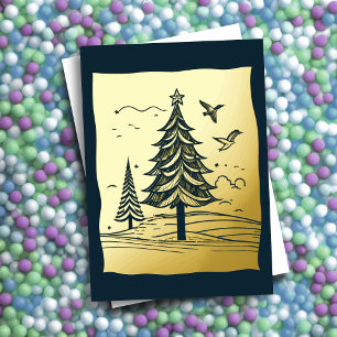 Abstracte kerst thema bomen goudfolie folie feestdagenkaart