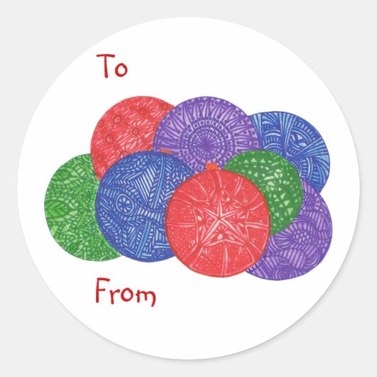 Abstracte kerstballen naar van vakantie stickers (Voorkant)