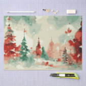 Abstracte kerstbomen 2 aquarel tissuepapier (Craft)