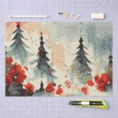 Abstracte kerstbomen 4 aquarel tissuepapier (Craft)