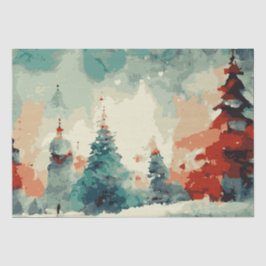 Abstracte kerstbomen 5 aquarel tissuepapier