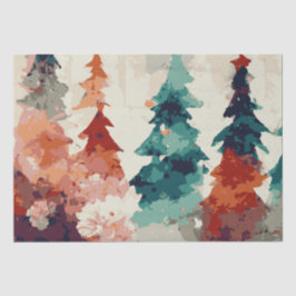 Abstracte kerstbomen 7 aquarel tissuepapier