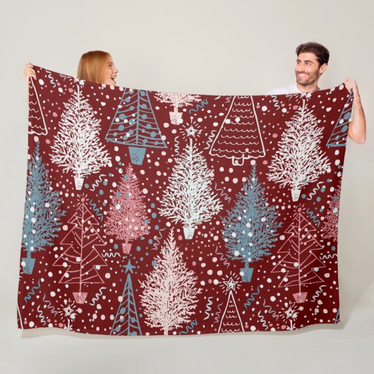 Abstracte kerstbomen Pattern 3 Fleece Blanket Deken (In situ)