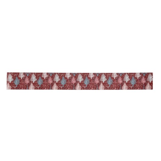 Abstracte kerstbomen Pattern 3 Satin Ribbon Lint (Voorkant)