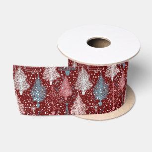 Abstracte kerstbomen Pattern 3 Satin Ribbon Lint