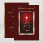 Abstracte kerstboom gloeiend rood kaart (Voorkant / Achterkant)