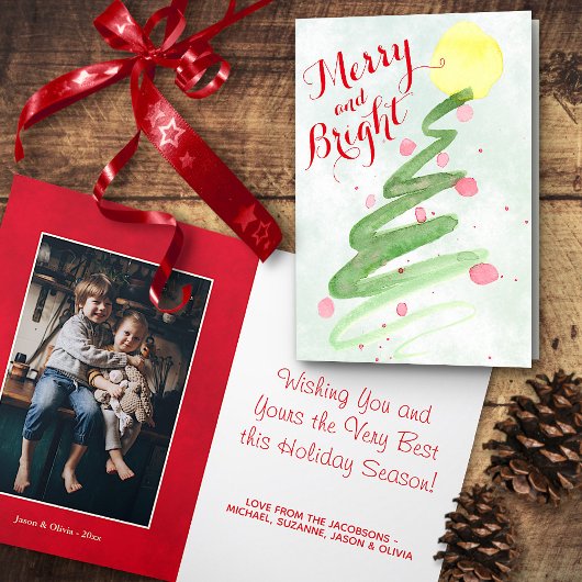 Abstracte kerstboom voor Waterverf Feestdagen Kaart