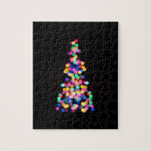 Abstracte kerstboomverlichting op Solid Black Legpuzzel