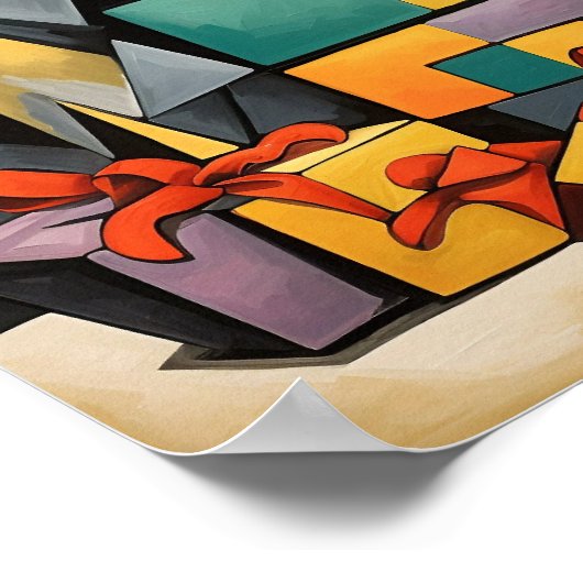 Abstracte kerstcadeaus poster (Hoek)